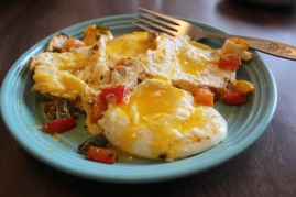 over easy eggs with sauted veggies